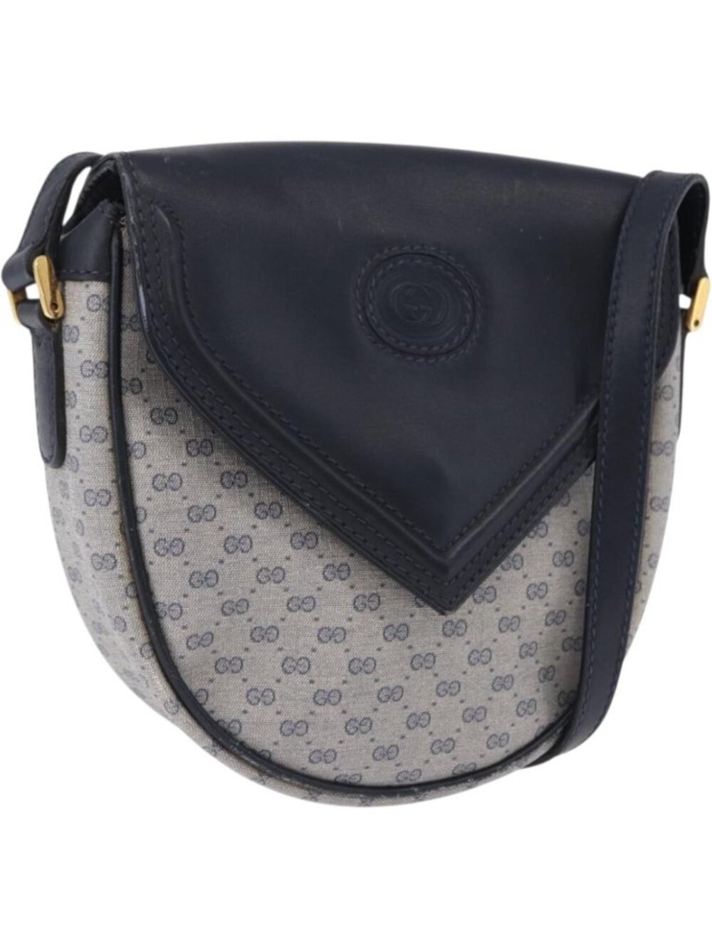GUCCI Micro GG Supreme Shoulder Bag PVC Navy Gold 007 261 0081